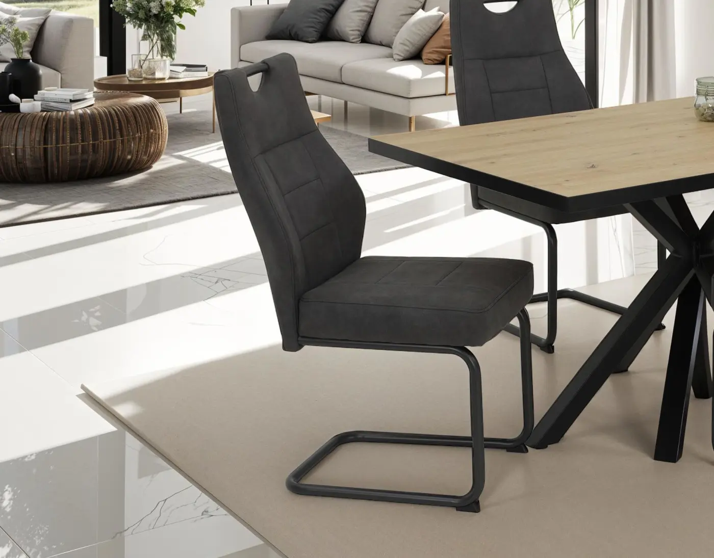 Schwingstuhl in Vintage-Optik anthrazit