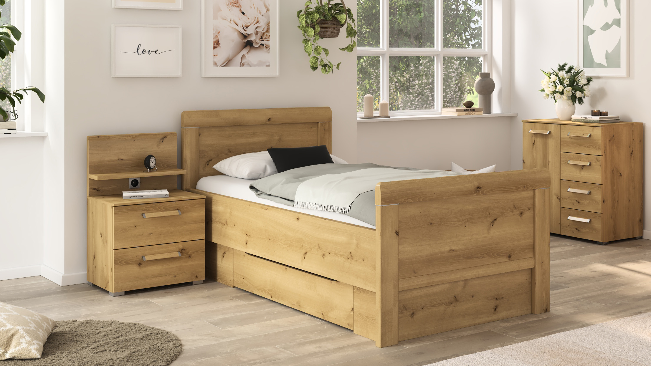 Bett mit Schubkasten
