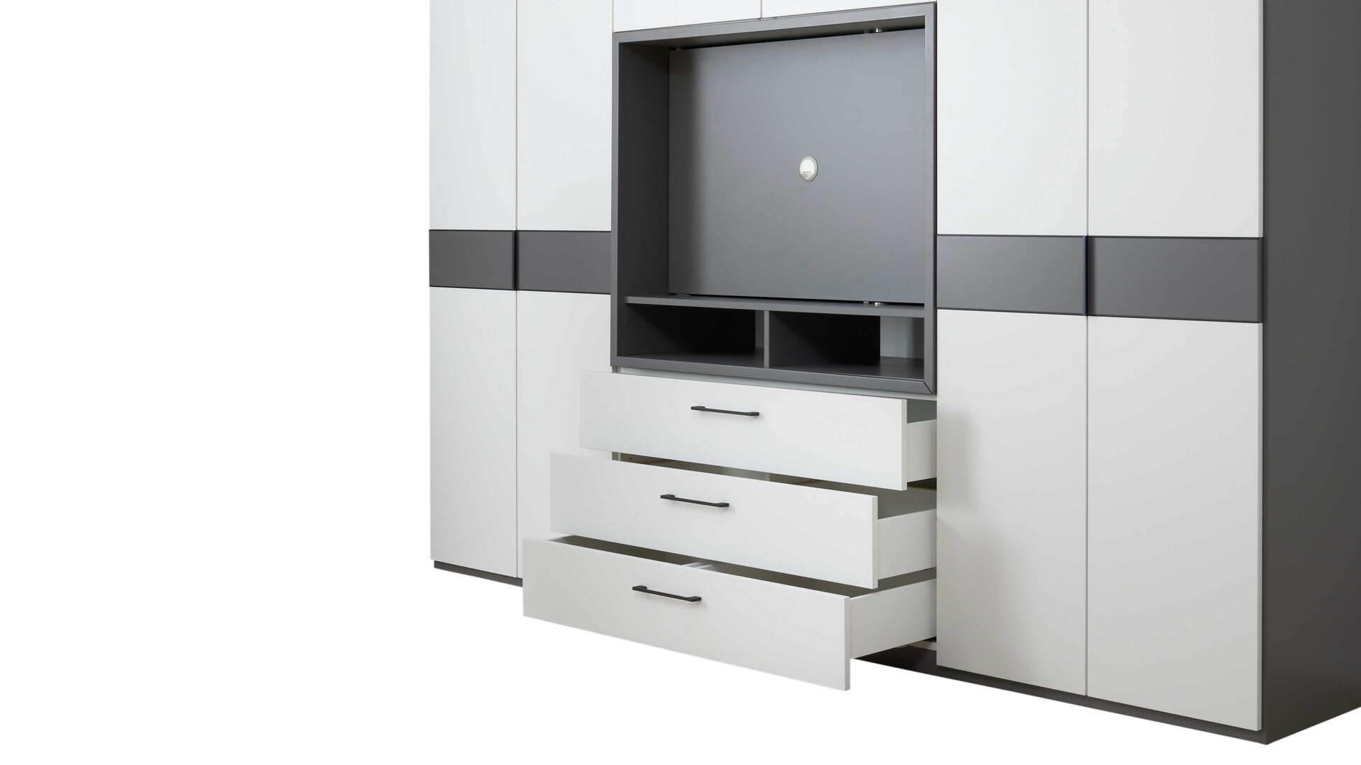 Interliving Kleiderschrank Serie 1207 – Kleiderschrank mit TV-Nische