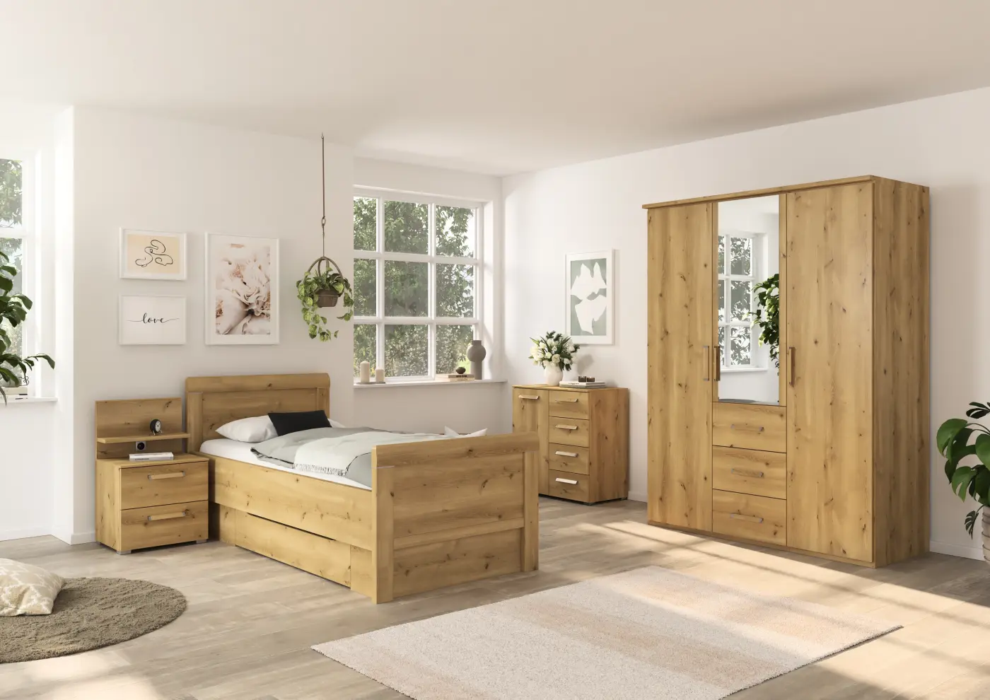 Bett mit Schubkasten