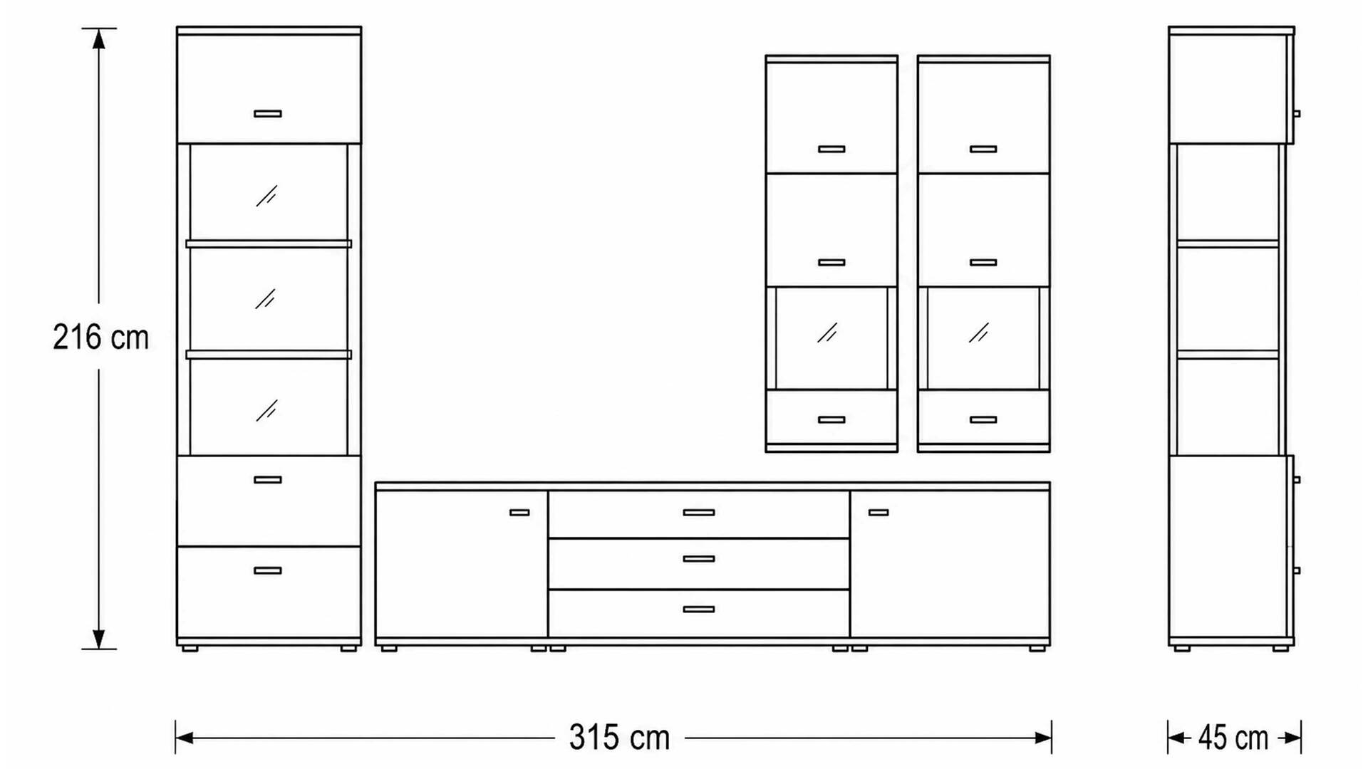 Interliving Wohnzimmer Serie 2110 - Wohnwand