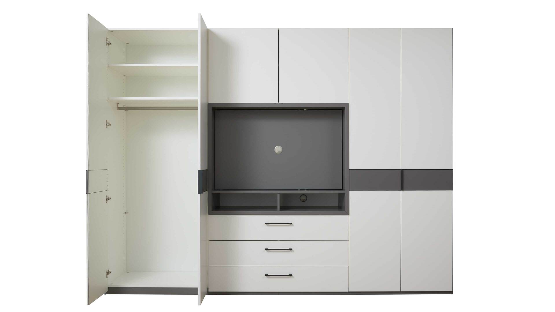 Interliving Kleiderschrank Serie 1207 – Kleiderschrank mit TV-Nische