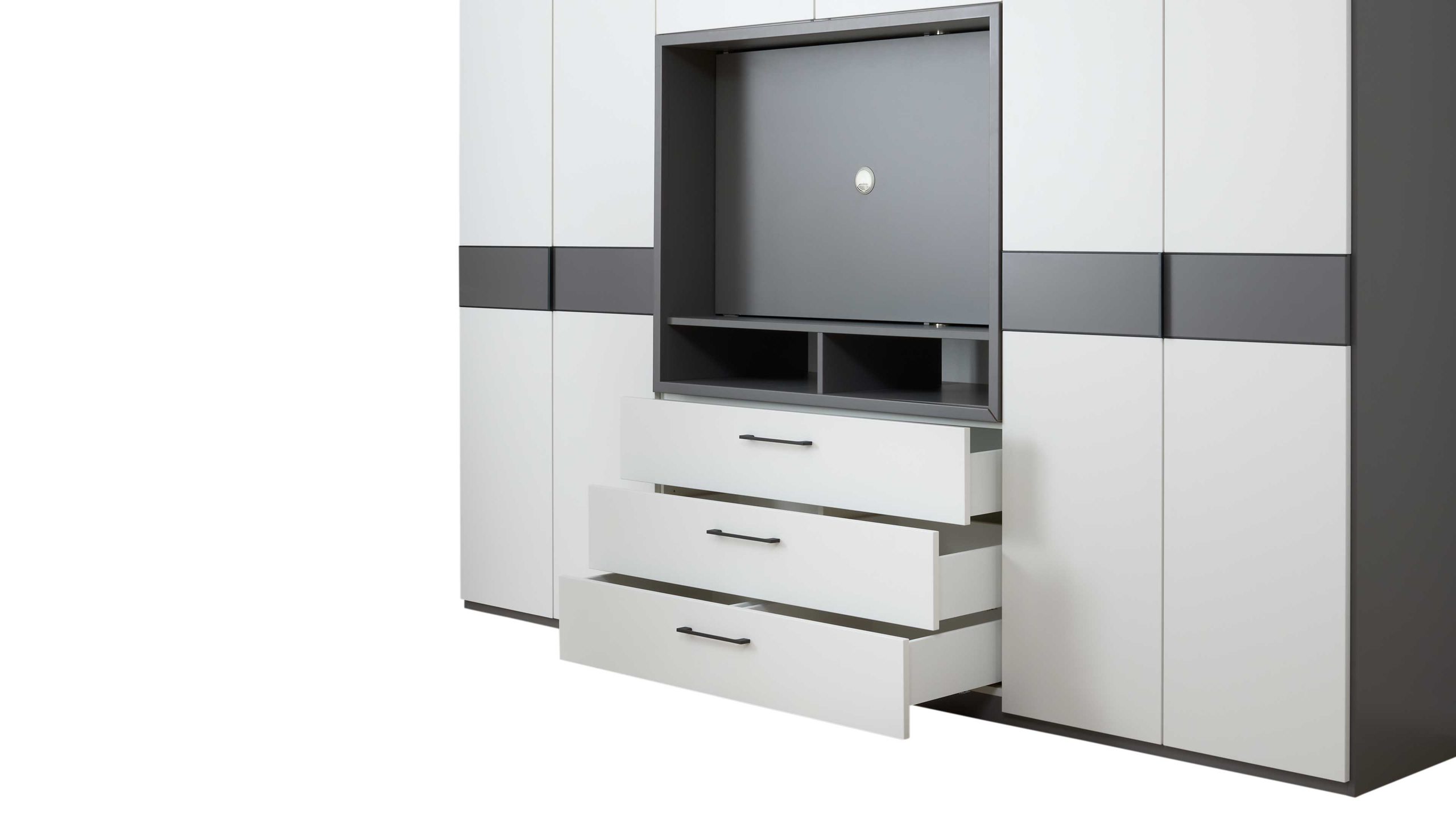 Interliving Kleiderschrank Serie 1207 – Kleiderschrank mit TV-Nische